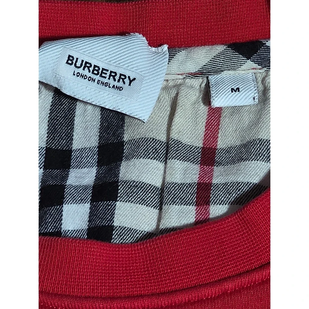 Burberry London England Mens Red Graphic Logo Sweatshirt Crewneck Size M